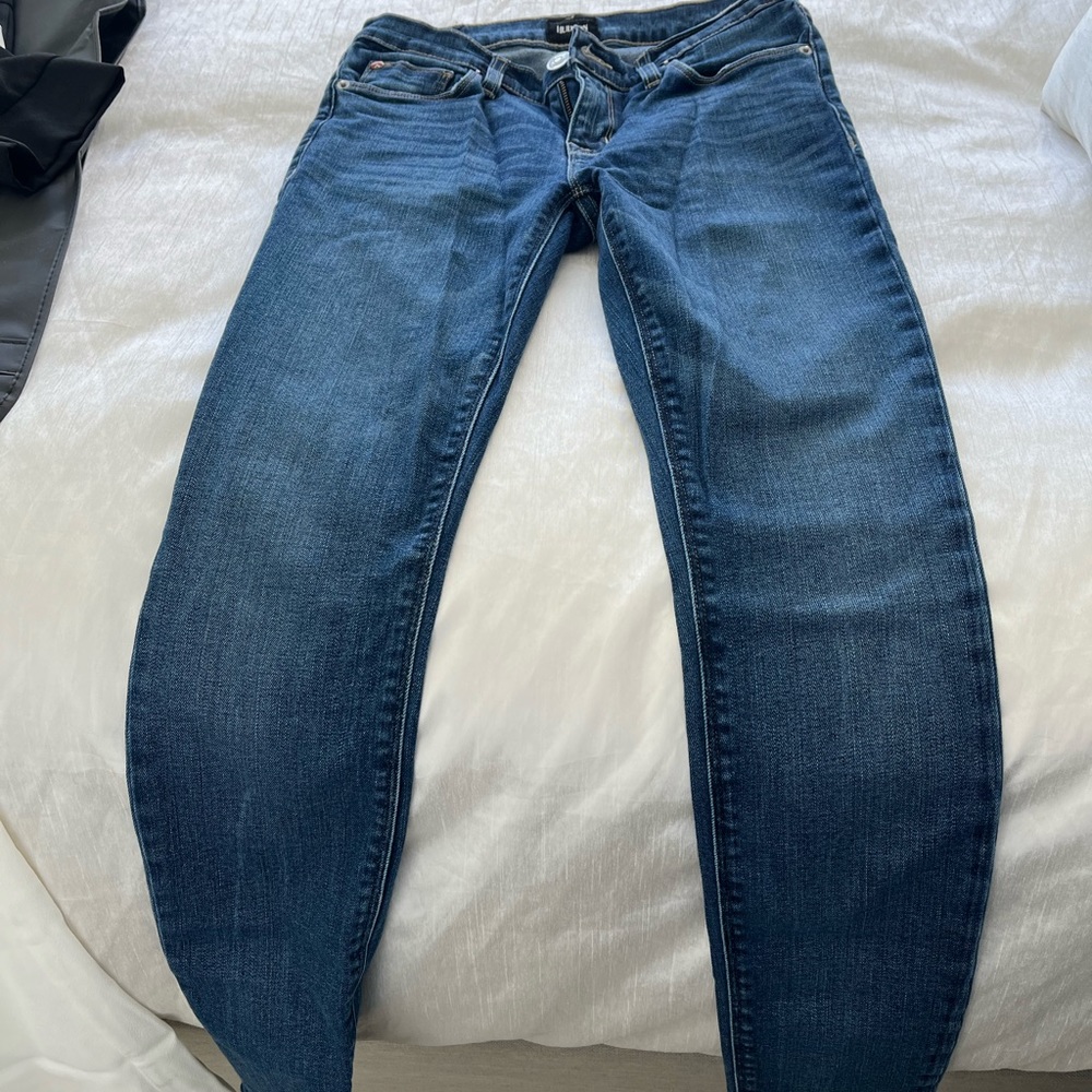 Hudson mid rise skinny jeans.